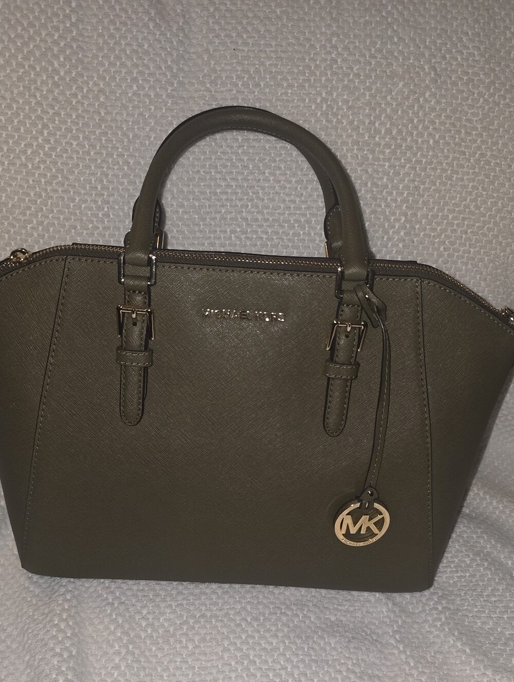 Michael Kors Olive Green Saffiano Satchel with Gold Hardware